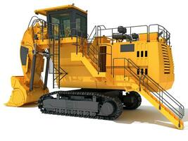 Tracked Mining Excavator Shove heavy construction machinery 3D rendering photo