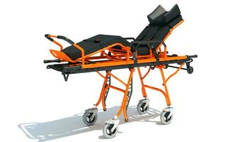 Stretcher Trolley medical equipment 3D rendering on white background photo