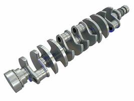 V12 Engine Crankshaft 3D rendering on white background photo