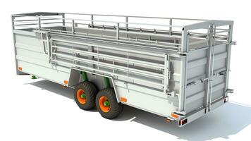 Cattle Animal Transporter Trailer 3D rendering on white background photo