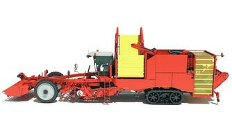 Potato Combine Harvester farm equipment 3D rendering on white background photo