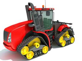 Farm Tractor 3D rendering on white background photo