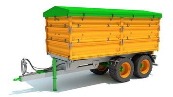 Farm Trailer 3D rendering on white background photo