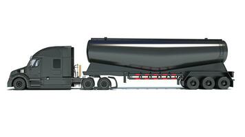 Heavy truck with tank trailer 3D rendering on white background photo