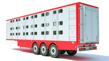 Cattle Animal Transporter semi trailer 3D rendering on white background photo