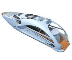 Luxury Yacht 3D rendering on white background photo