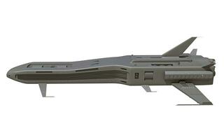 Spaceship 3D rendering on white background photo