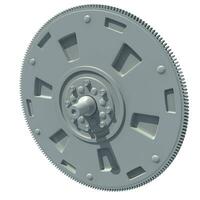 Engine Flywheel 3D rendering on white background photo