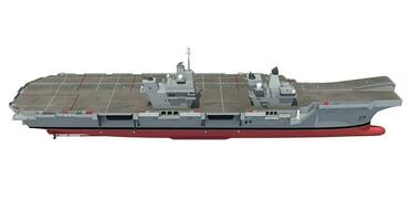 Aircraft Carrier military vessel 3D rendering ship on white background photo