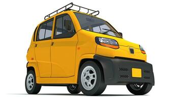 Auto Mini Taxi 3D rendering on white background photo