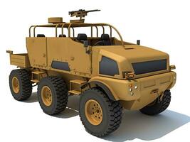 Military Vehicle 3D rendering on white background photo