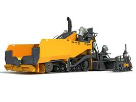Asphalt Paver heavy construction machinery 3D rendering on white background photo
