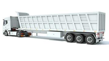 Semi Truck with Tipper Trailer 3D rendering on white background photo