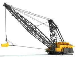 Dragline Excavator heavy construction machinery 3D rendering on white background photo