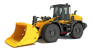 Wheel Loader heavy construction machinery 3D rendering on white background photo