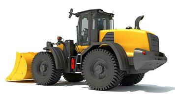 Wheel Loader heavy construction machinery 3D rendering on white background photo