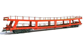 Car Transporter Railroad Wagon 3D rendering on white background photo