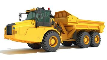 Articulated Mining Truck 3D rendering on white background photo