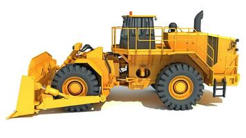 Wheel Dozer heavy construction machinery 3D rendering on white background photo