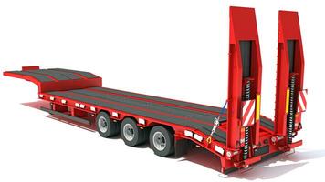 Low Loader Semi Trailer 3D rendering on white background photo