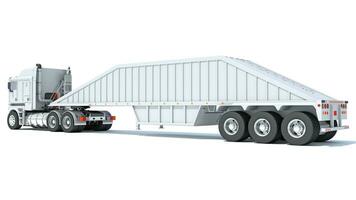 Truck with Bottom Dump Trailer 3D rendering on white background photo