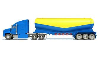 Truck with Tank Trailer 3D rendering on white background photo