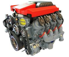 V8 Car Engine 3D rendering on white background photo