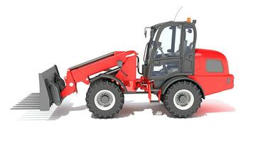 Telehandler heavy construction machinery 3D rendering on white background photo
