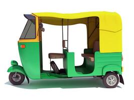 auto bicitaxi tuktuk 3d representación en blanco antecedentes foto