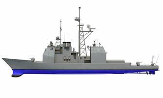 Military Vessel Missile Cruiser warship 3D rendering on white background photo