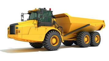 Dump Truck 3D rendering heavy construction machinery on white background photo