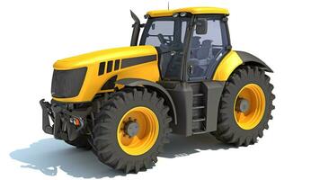 Farm Tractor 3D rendering on white background photo