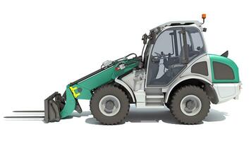 Telescopic Wheel Loader Telehandler Forklift 3D rendering on white background photo