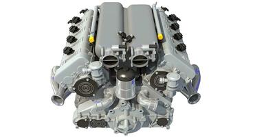 V8 Car Engine 3D rendering on white background photo