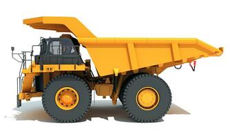 Dump Truck 3D rendering heavy construction machinery on white background photo