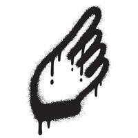 pintada mano dedo señalando icono rociado en negro terminado blanco. vector