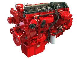 Heavy duty truck engine 3D rendering on white background photo