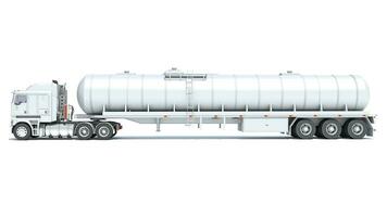 Heavy truck with tank trailer 3D rendering on white background photo