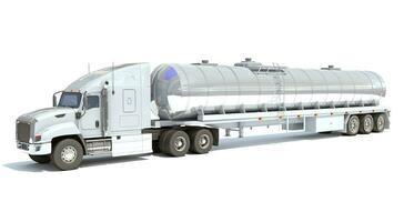 Truck with Tank Trailer 3D rendering on white background photo