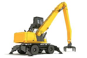 Material Handler heavy construction machinery 3D rendering on white background photo