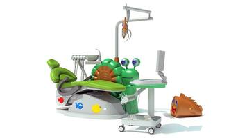 dental estación para niños 3d representación en blanco antecedentes foto