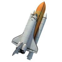 Space Shuttle on white background, spaceship 3D rendering photo