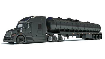 Heavy truck with tank trailer 3D rendering on white background photo