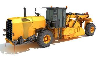 Road Reclaimer heavy construction machinery 3D rendering on white background photo