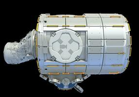 Service Module of ISS International Space Station 3D rendering on black background photo