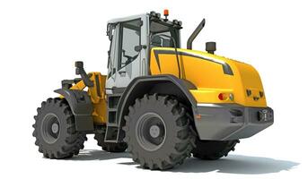 Wheel Loader heavy construction machinery 3D rendering on white background photo