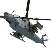 Military Helicopter 3D rendering on white background photo