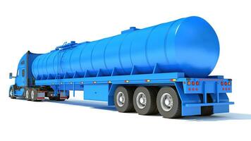 Truck with Tank Trailer 3D rendering on white background photo