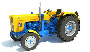 Farm Tractor 3D rendering on white background photo