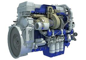 Truck engine 3D rendering on white background photo